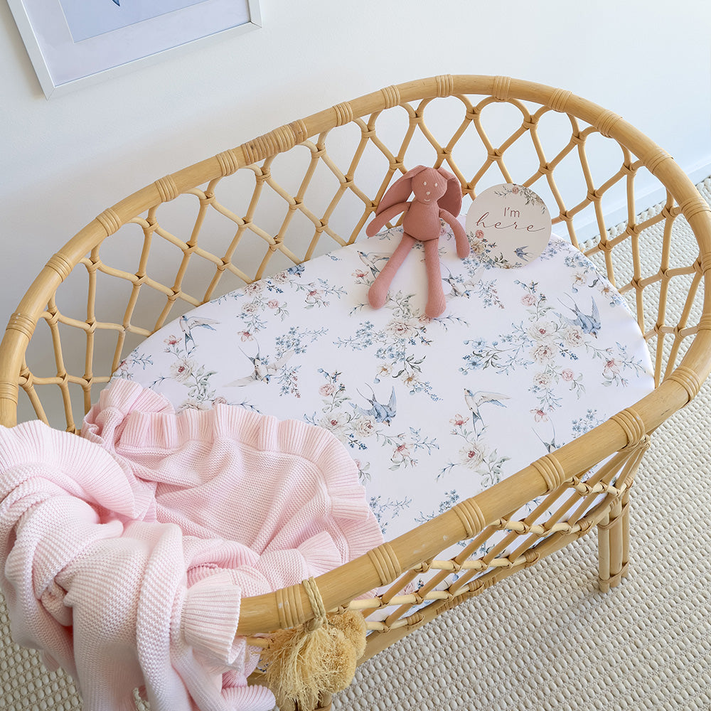 Sweet Swallows Organic Bassinet Sheet / Change Pad Cover - View 1