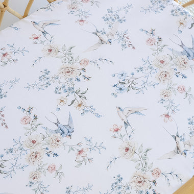 Sweet Swallows Organic Bassinet Sheet / Change Pad Cover | Snuggle Hunny