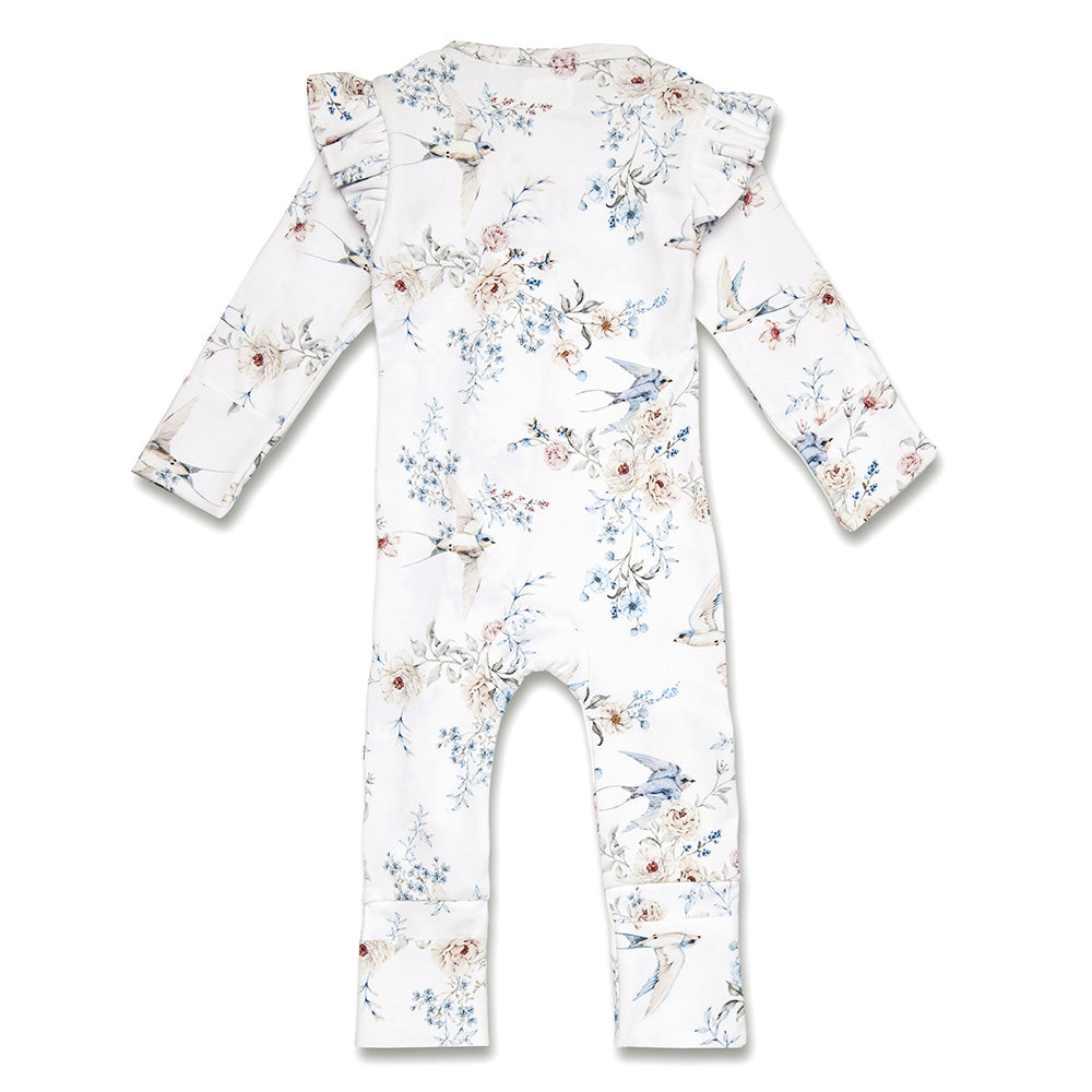 Sweet Swallows Organic Snugglesuit Convertible Romper with Frill - View 6