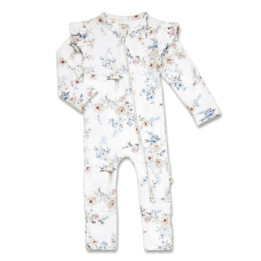Sweet Swallows Organic Snugglesuit Convertible Romper with Frill | Snuggle Hunny