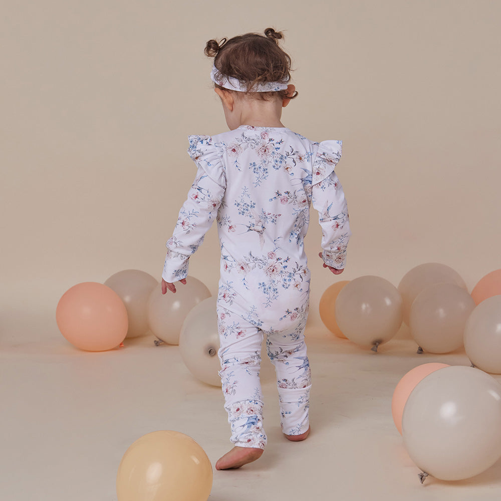 Sweet Swallows Organic Snugglesuit Convertible Romper with Frill - View 7
