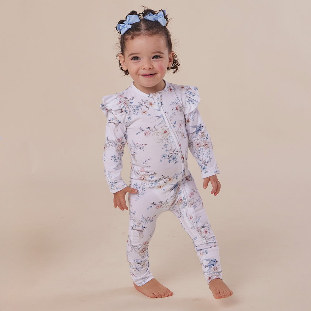 Sweet Swallows Organic Snugglesuit Convertible Romper with Frill - View 4