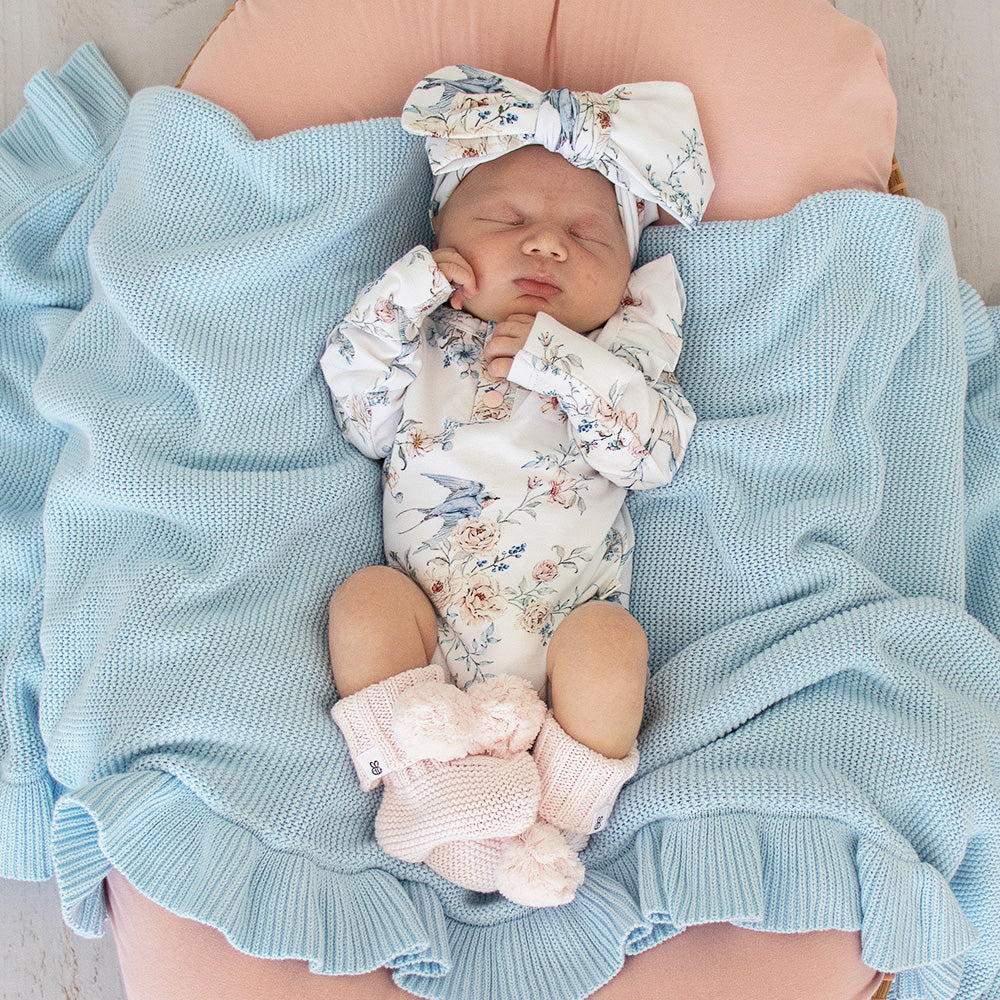 Sweet Swallows Long Sleeve Organic Bodysuit with Frill - View 1