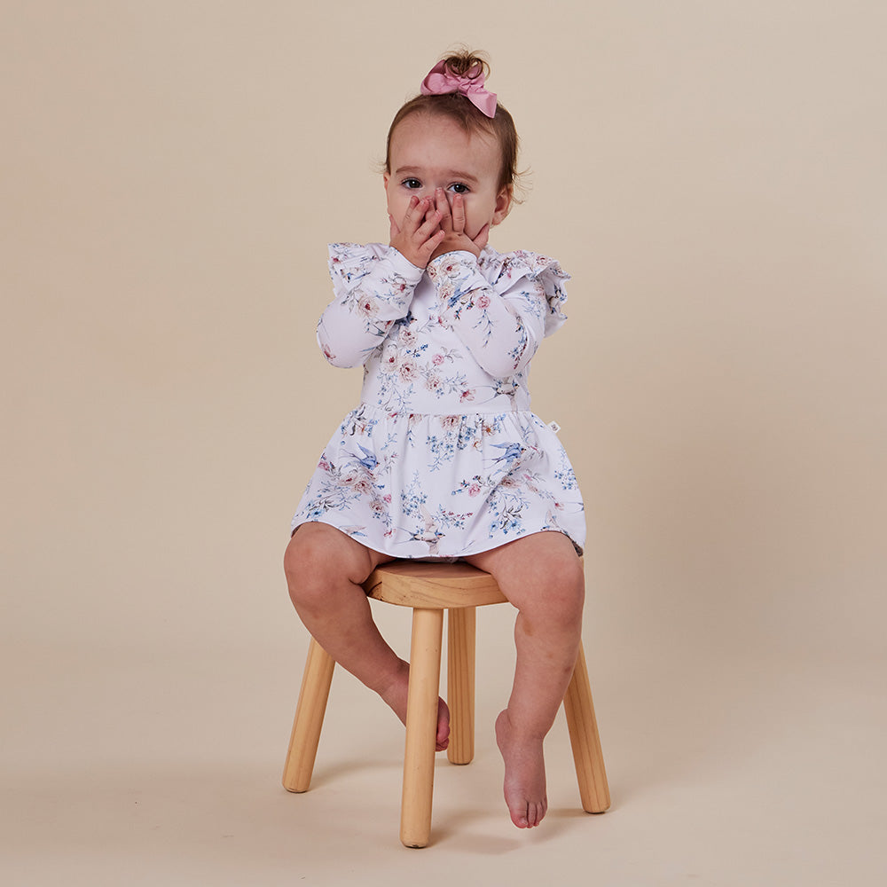 Sweet Swallows Long Sleeve Organic Dress - View 5