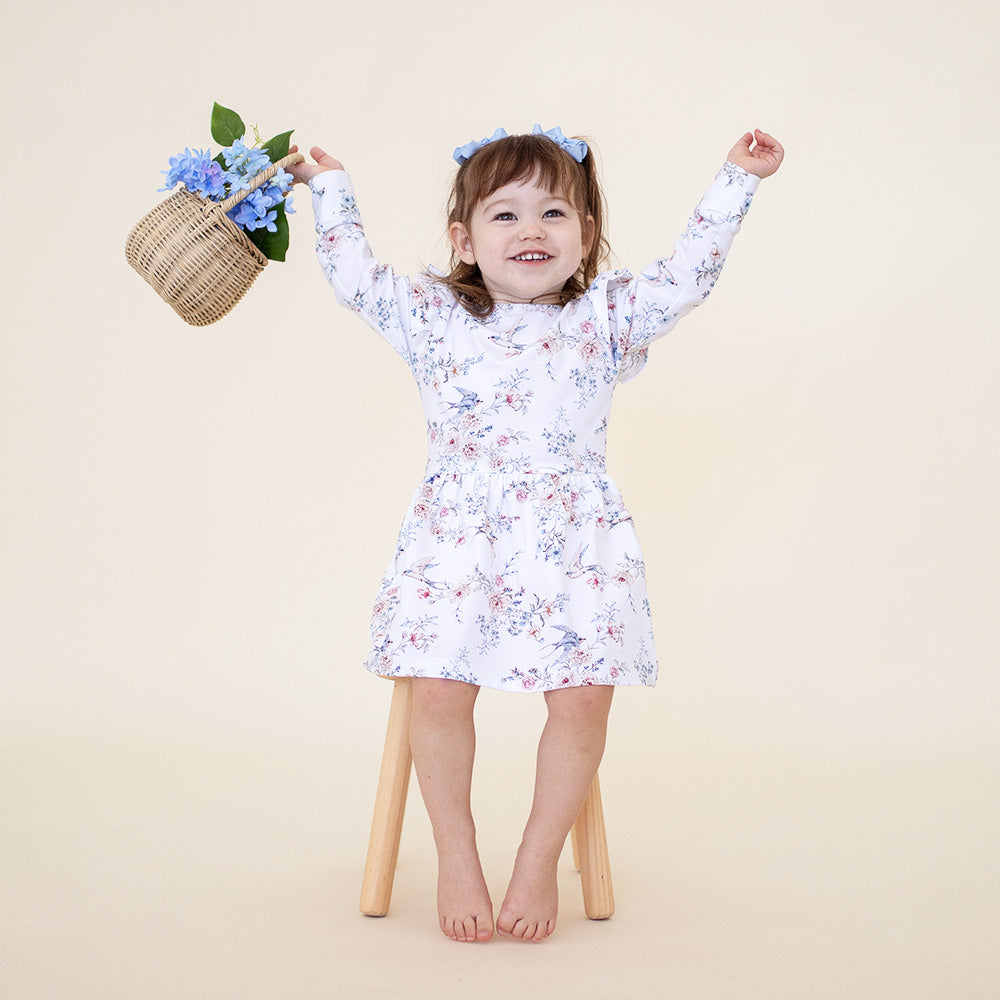 Sweet Swallows Long Sleeve Organic Dress - View 2