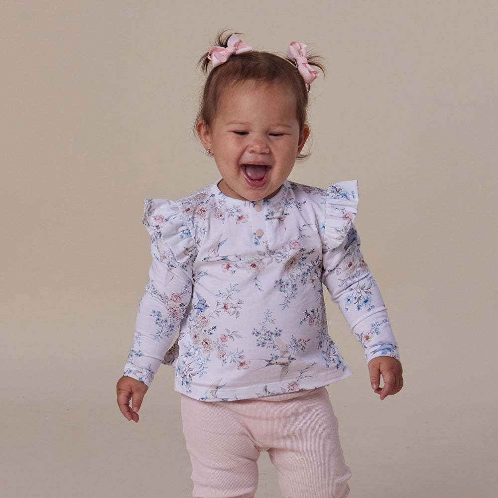 Sweet Swallows Organic Long Sleeve Top with Frill - View 4