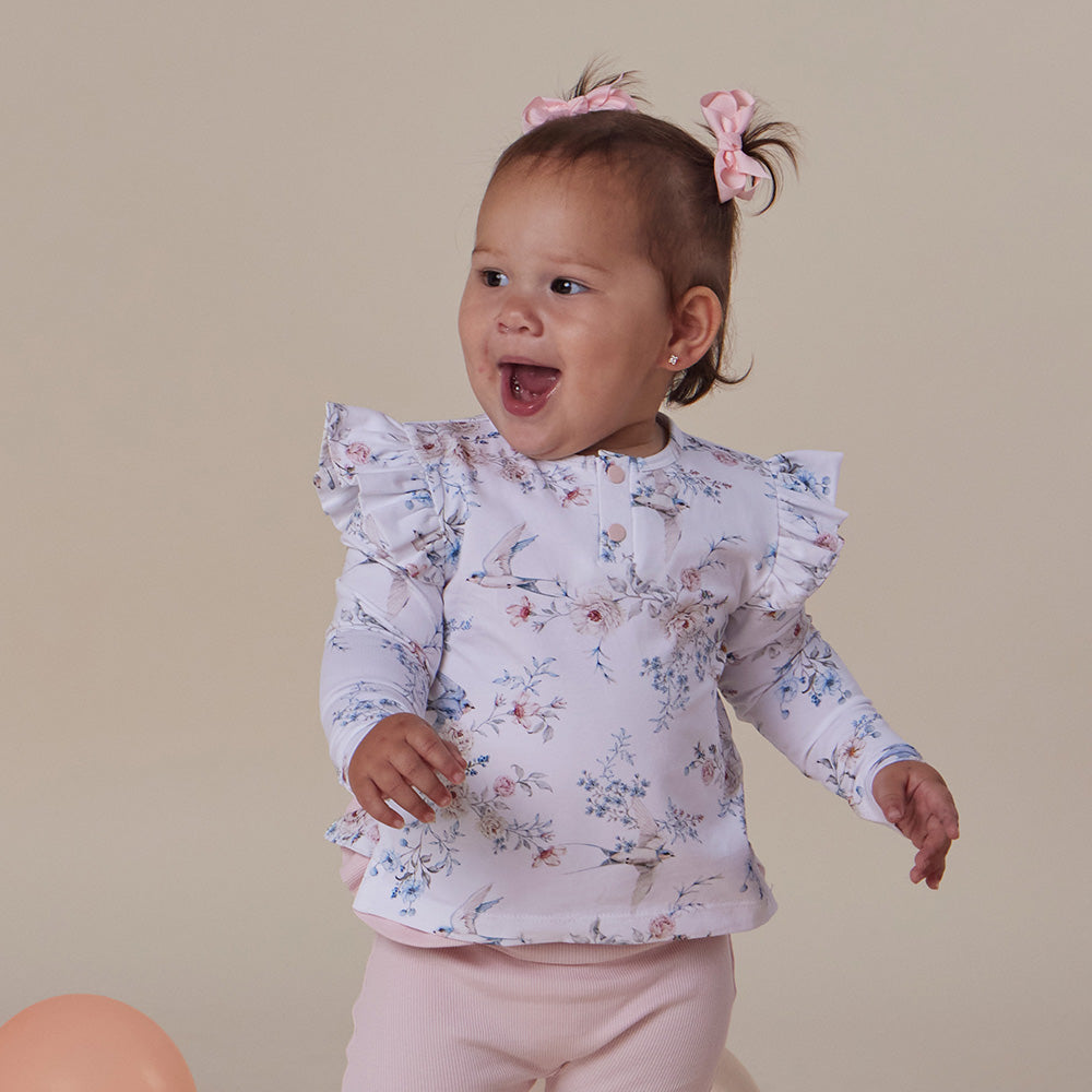 Sweet Swallows Organic Long Sleeve Top with Frill - View 3