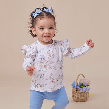 Sweet Swallows Organic Long Sleeve Top with Frill | Snuggle Hunny