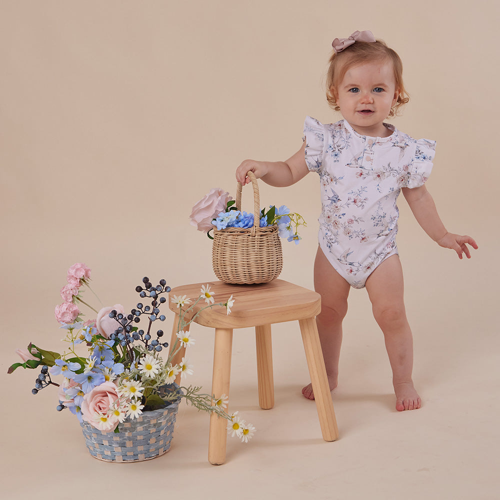 Sweet Swallows Short Sleeve Organic Bodysuit with Frill - View 13