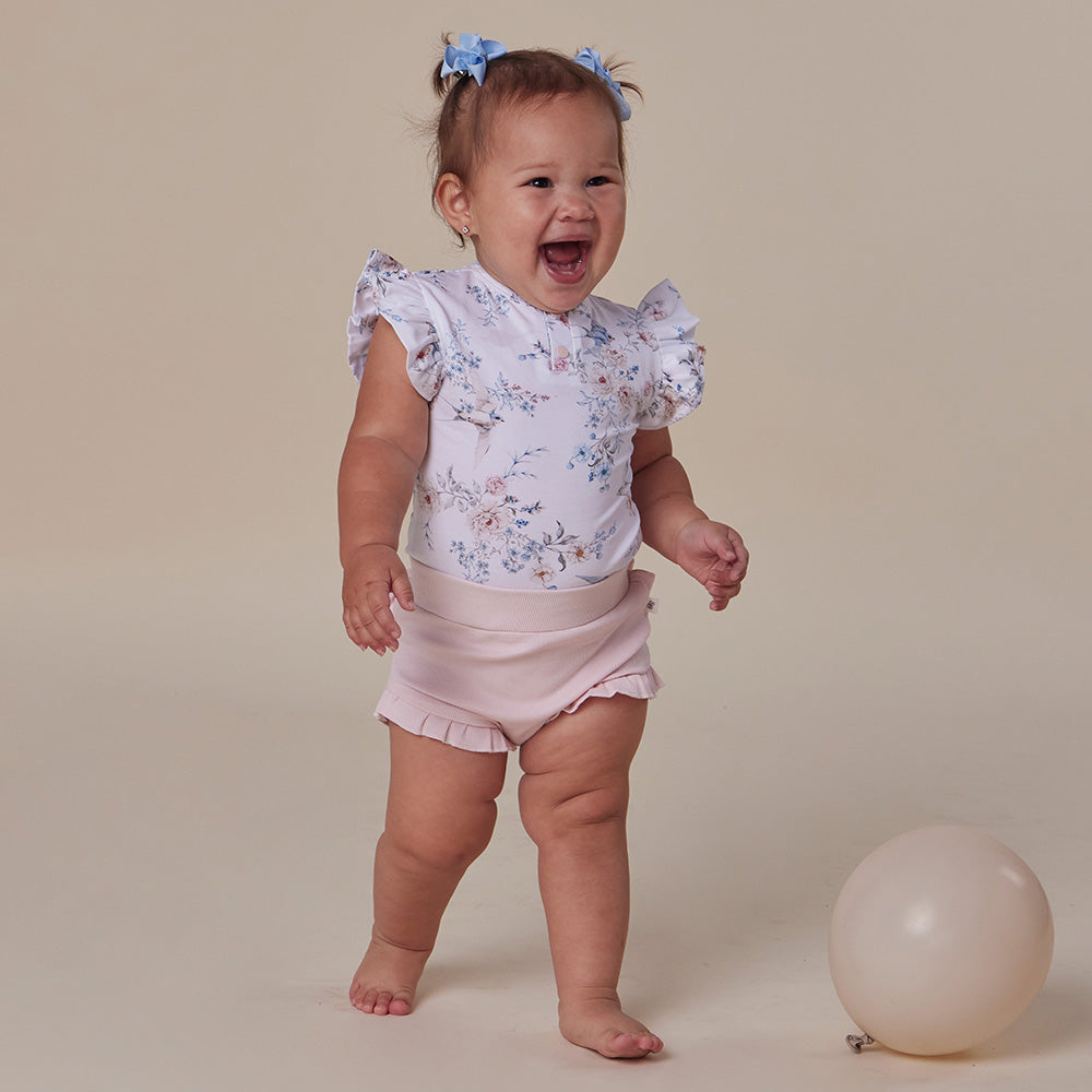 Sweet Swallows Short Sleeve Organic Bodysuit with Frill - View 15