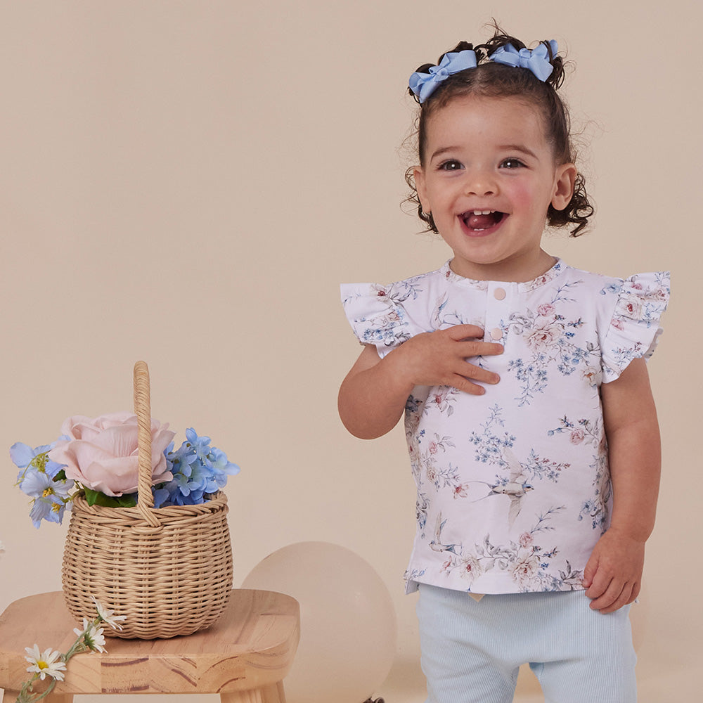 Sweet Swallows Organic Short Sleeve Top with Frill - View 3