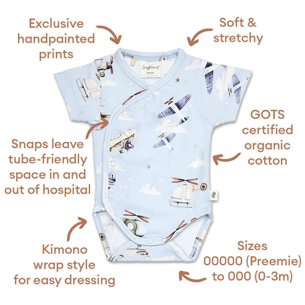 Taking Flight Short Sleeve Organic Kimono Bodysuit - View 5