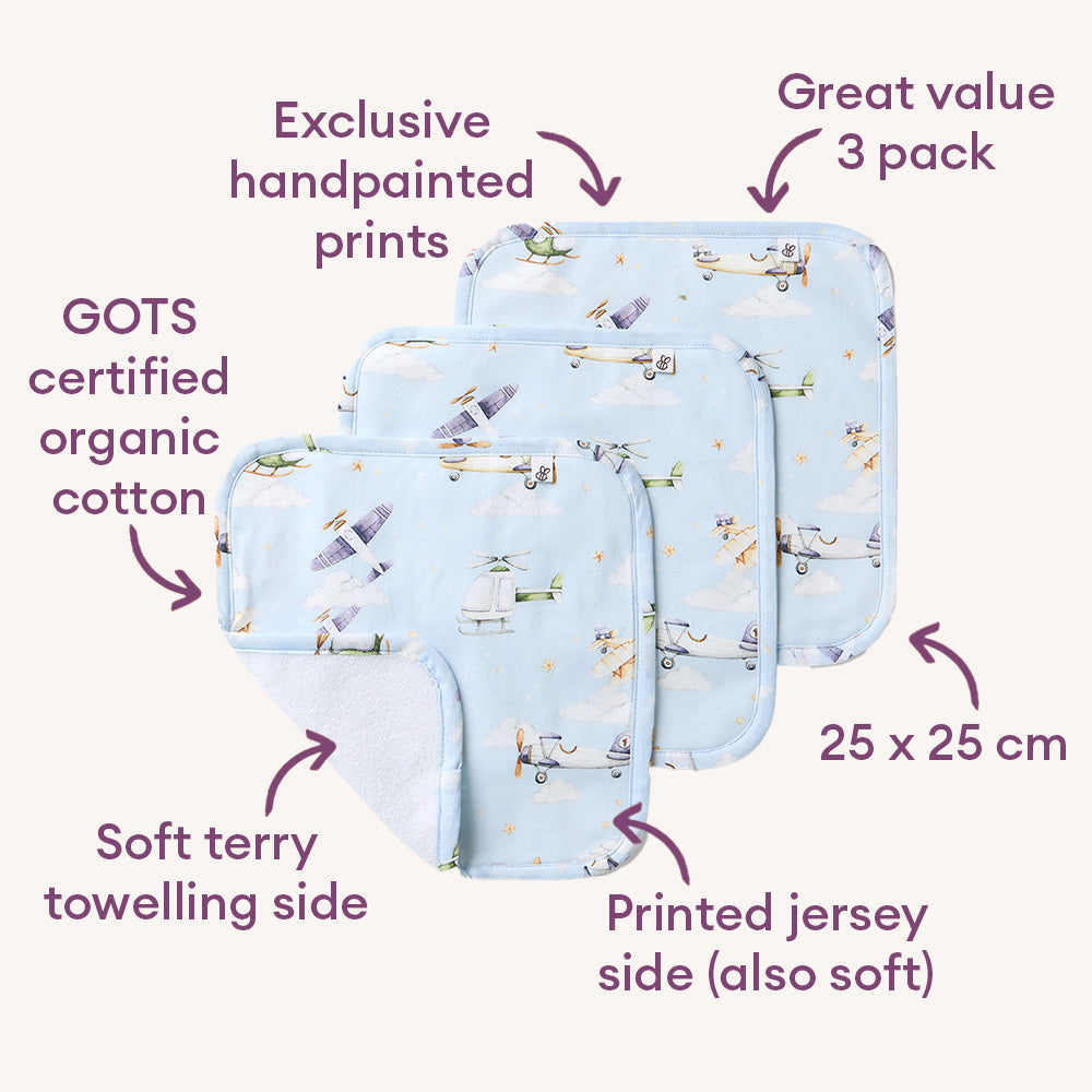 Taking Flight Organic Wash Cloths - 3 Pack - View 2