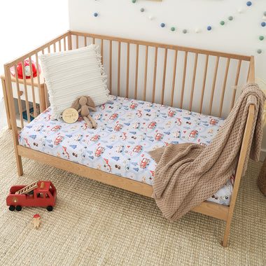 To The Rescue Organic Fitted Cot Sheet | Snuggle Hunny
