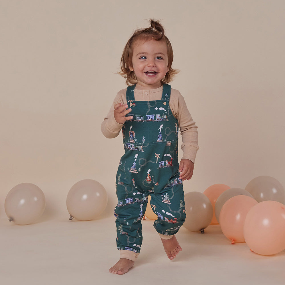 Trains Organic Snuggle Overalls - View 7