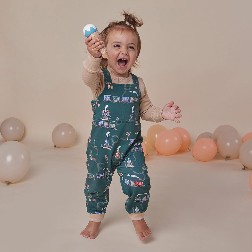 Trains Organic Snuggle Overalls - View 5