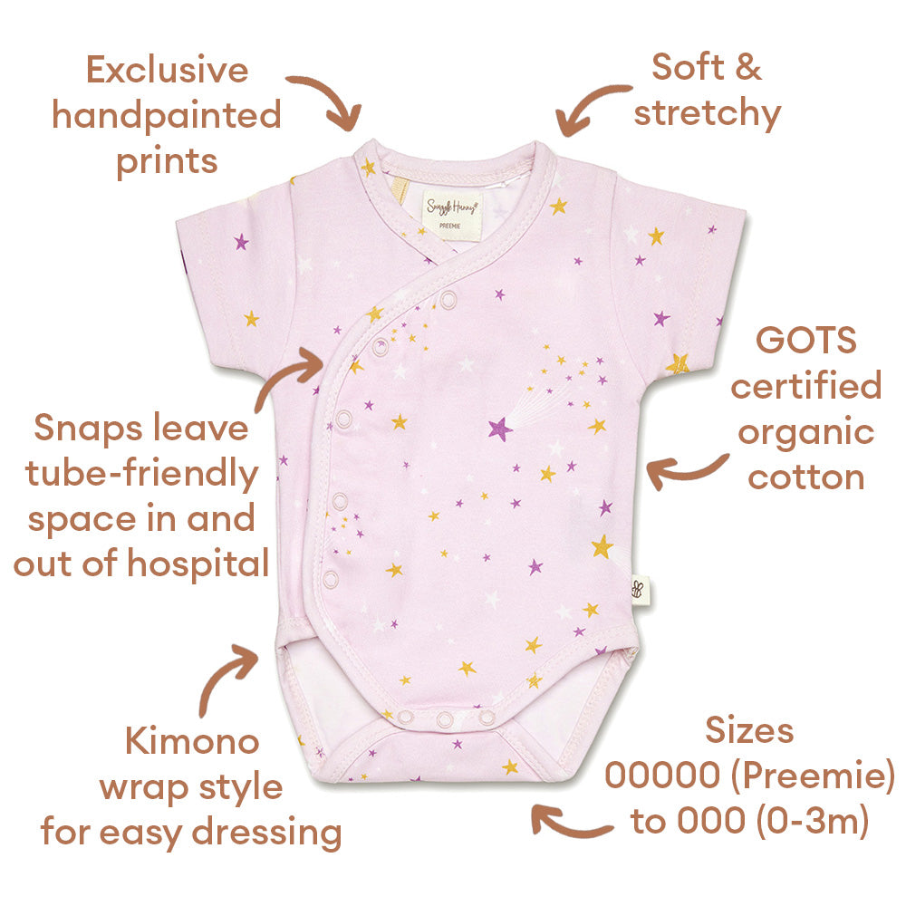 Twinkle Short Sleeve Organic Kimono Bodysuit - View 4