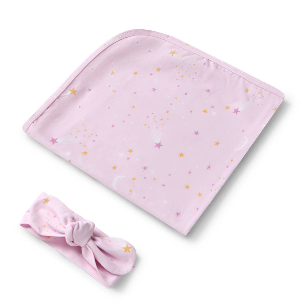 Twinkle Organic Jersey Wrap & Topknot Set - View 2