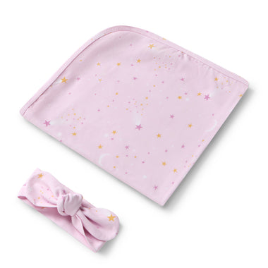 Twinkle Organic Jersey Wrap & Topknot Set | Snuggle Hunny