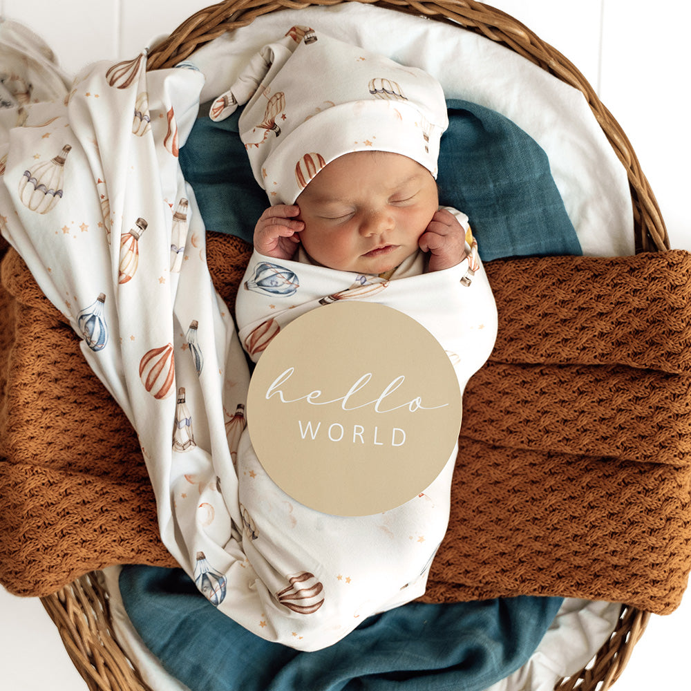 Up & Away Organic Jersey Wrap & Beanie Set - View 3
