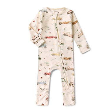 Vintage Car Organic Snugglesuit Convertible Romper | Snuggle Hunny