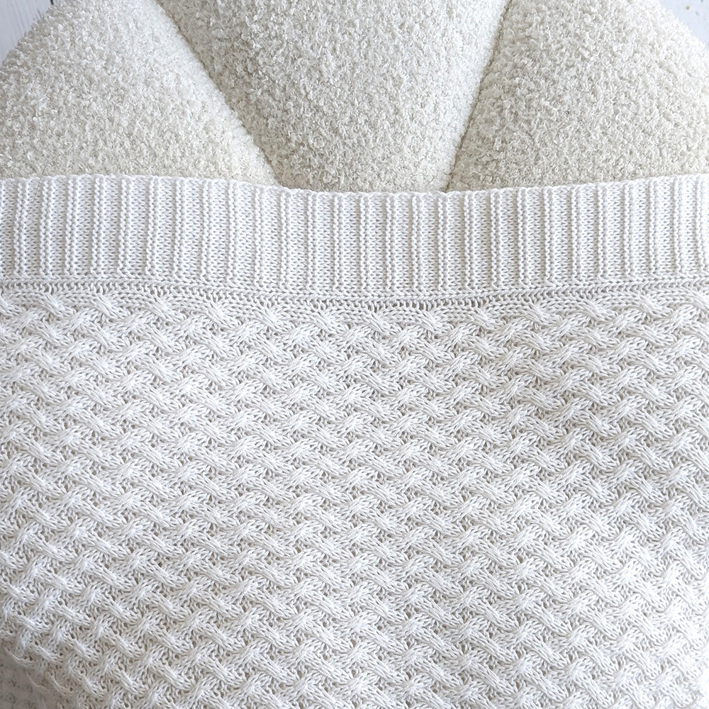 White Diamond Knit Organic Baby Blanket - View 6