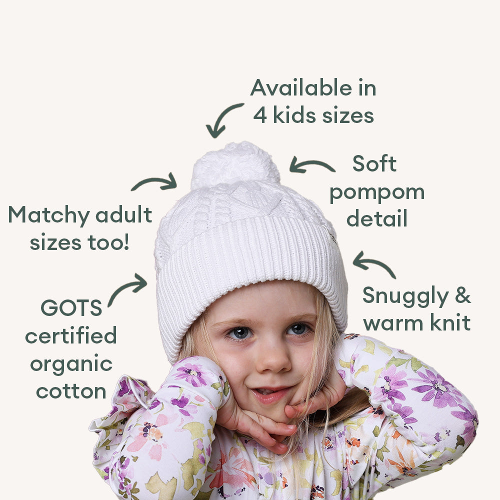White Organic Baby Knit Beanie - View 4