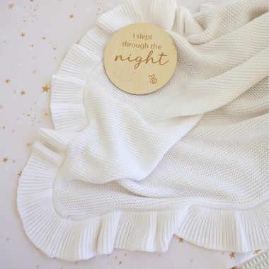 White Ruffle Knit Organic Baby Blanket | Snuggle Hunny