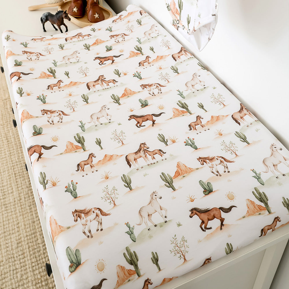 Wild Horses Organic Bassinet Sheet / Change Pad Cover - View 9