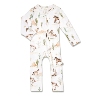 Wild Horses Organic Snugglesuit Convertible Romper | Snuggle Hunny