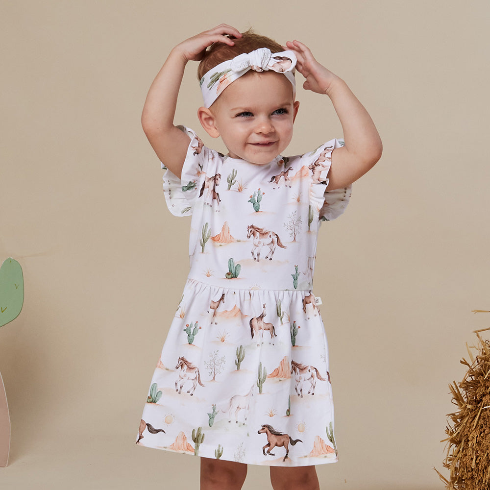 Wild Horses Short Sleeve Organic Dress - View 4
