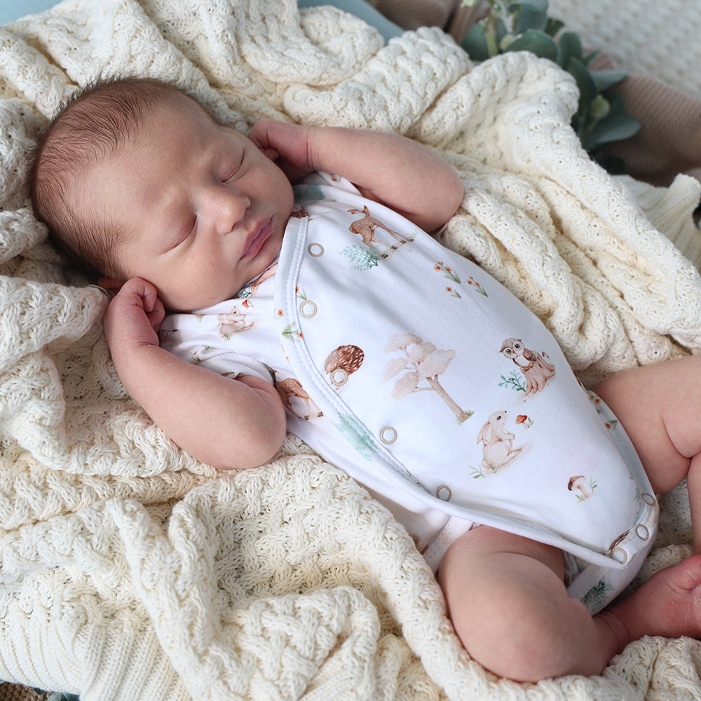 Woodland Tales Short Sleeve Organic Kimono Bodysuit - View 3