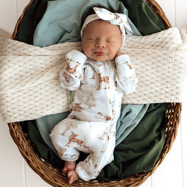 Woodland Tales Organic Snugglesuit Convertible Romper | Snuggle Hunny