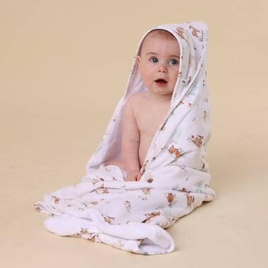 Woodland Tales Organic Hooded Baby Towel | Snuggle Hunny
